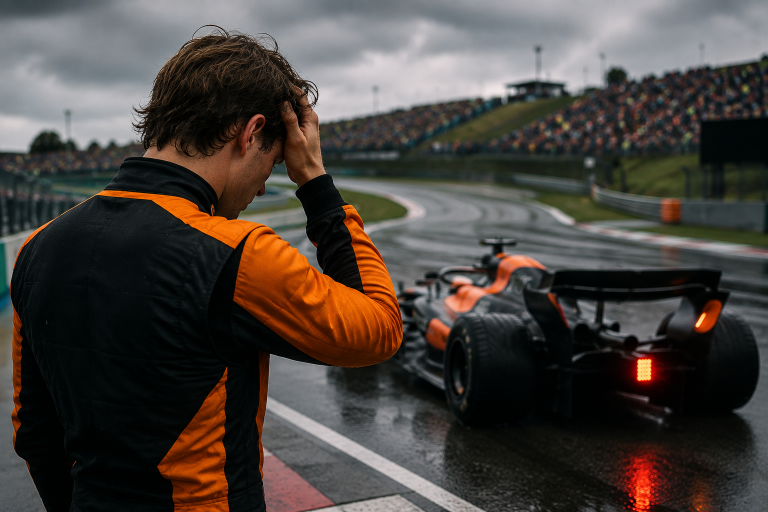 Kierowca przy bolidzie po awarii podczas Grand Prix Węgier